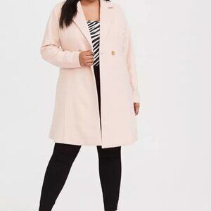 Elegant Pink Double-Breasted Women's Coat by Torrid 2x
